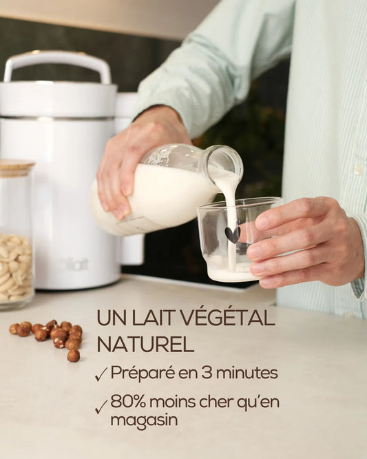 Pack Ollait complet – machine à lait végétal, bouteille en verre et filtre